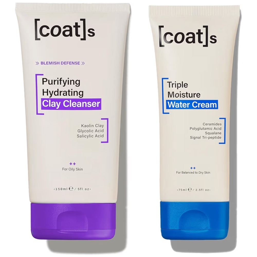 Coats Purifying Hydrating Clay Cleanser and Triple Moisture Water Cream Duo